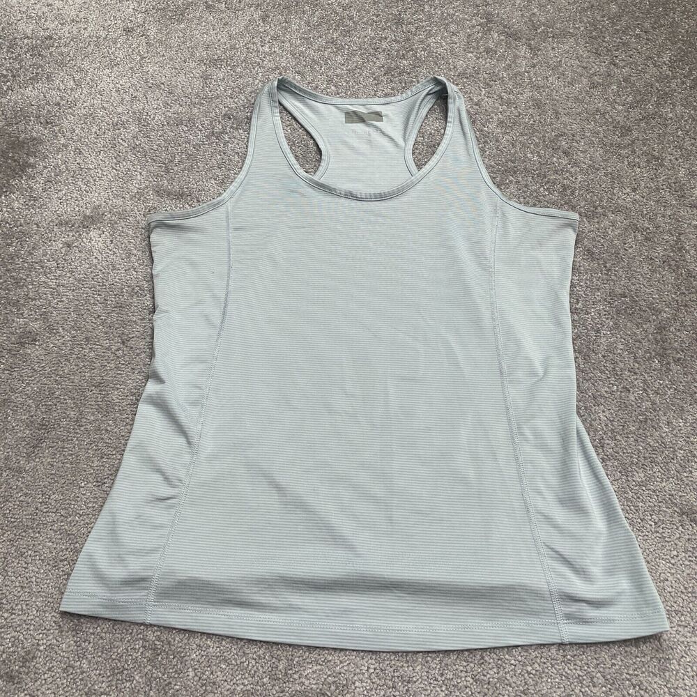 Columbia Active Tank Top Womens Medium Gray Pinstriped Halter Racerback Stretch